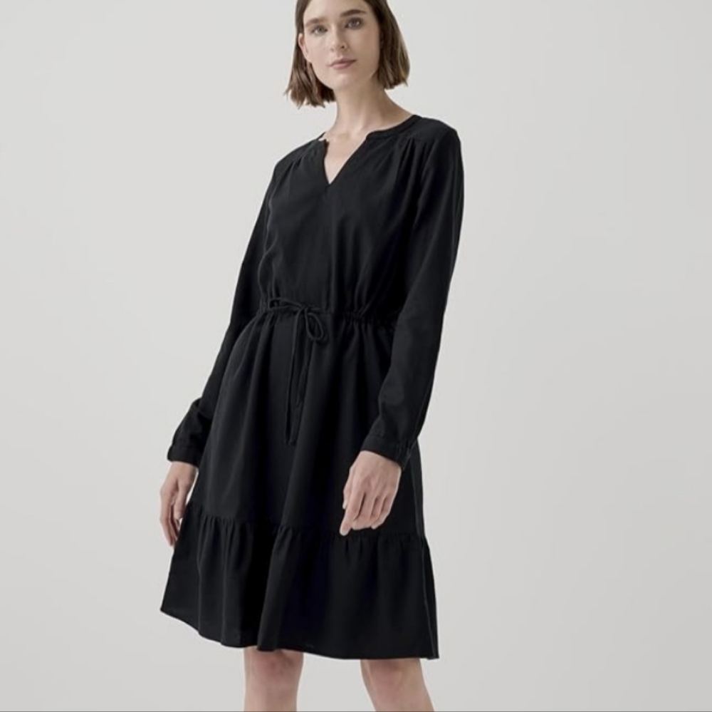 NWT Pact Cafe Crepe Tiered Dress